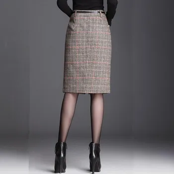 2020 Kvinder Efterår Og Vinter Vintage Plaid Nederdel, Kvindelige Høje Talje Nederdel, Casual Plus Size Ulden Nederdel Nederdele Dame S418