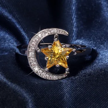 Nye 925 Sølv Smykker koreanske Stjerne Månen Kvinders Ring Hanliu Mikro-indlagt Zirconium Fe Frisk og Sød Charm Brand Smykker