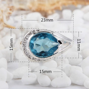 SHUNXUNZE luksus vintage Bryllup ringe, Smykker & Tilbehør til kvinder Lys blå Cubic Zirconia rhodineret R321 størrelse 7 8 10