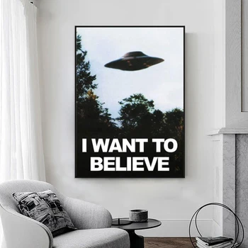 Jeg ØNSKER AT TRO - X Filer Kunst Lærred Maleri UFO TV-Serie Plakater og Prints Væg Kunst Billede til stuen Home Decor