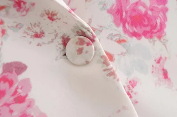2020 Efteråret Pink Blomster Print Hvid Blazer Vintage Kvinder Hak Lange ærme, en knap Løs Dragt Tilbage Slids Afslappet Frakke Outwear