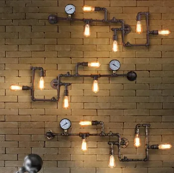 Moderne Nordic Industrial Light Vand, Rør væglamper Fjernbetjening væglampe til Foyer, Bar Og spisesal Hjem DecorMJ1112