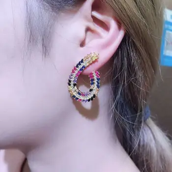 Farverige cubic zirconia øreringe til kvinder mode øreringe