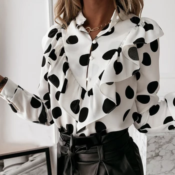 2020 Kvinder Efteråret Leopard Print Flæser Bluser Shirt Stå Krave Lange Ærmer Arbejde Shirt Dame Elegant Løs Kontor Bluser Toppe