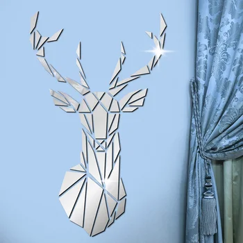 Geometriske Hjorte Hovedet Spejl Effekt Akryl Mode Home Decor Spejl Mærkat Hjorte Dyr Væg Kunst, Hjorte Cool Hunters Gave