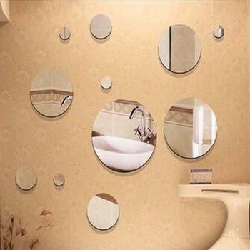 Real skyndte stor diy spejl 3d wall stickers hjem dekoration soveværelse indretning stue dekorativt mærkat