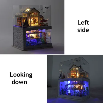 DIY Hus, Træ-dukkehuse Miniature Dukkehus Møbler Kit med LED Lampe Legetøj til børn Jul Britbday Gave