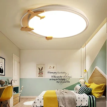 Moderne LED-Hval Fly Giraf loftslampe Rund Træ Dæmpbar Lampe med Fjernbetjening til Drenge, Piger, Børn, Soveværelse, Stue