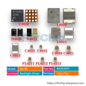 10set/Masse LED-baggrundsbelysning IC Kit U4020 + Spole L4020 L4021 +Diode D4020 D4021+Kondensator C4023 C4022 +Filter FL4211-13 til iphone 6s