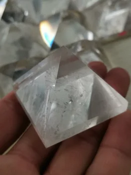 Naturlig Hvid Klar Kvarts Krystal Pyramide Reiki Chakra Healing Home Decor