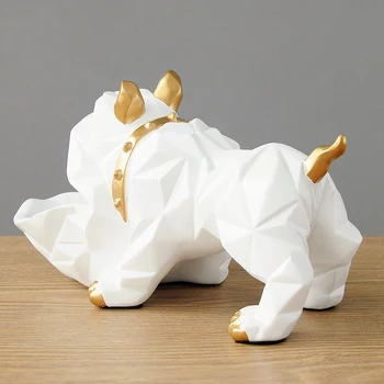 3D-Skulptur Bulldog Statue Tabel Tilbehør til Udsmykning opbevaringsboks Arrangør Moderne Figur Indretning Hjem Værelse Dekorationer Kunst