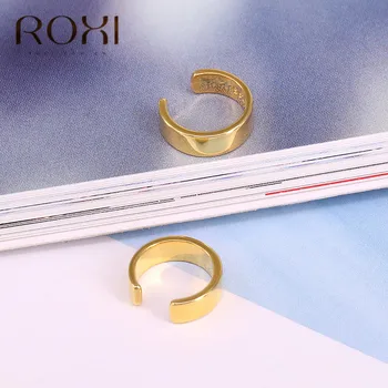 ROXI 925 Solid Sterling Sølv Øreringe uden Piercing Geometrisk Runde Ear Cuff Minimalistisk Brusk Øreringe til Kvinder Smykker