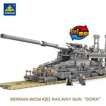 Original KAZI 3846PCS Militære Kamp Tank Tunge Gustav Tog Spor DIY Samlet byggesten Børn Gave Toy 6-15 År