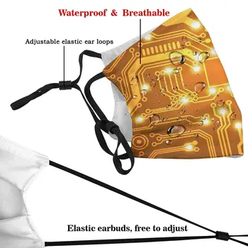 Futuristisk Kredsløb Print Vaskbart Filter Anti Støv Munden Maske Bundkort, Chip Elektroniske Computer Hardware Teknologi