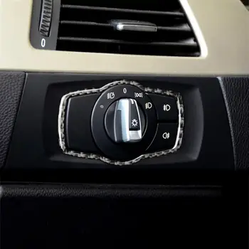 Interior Carbon Fiber Forlygte-Knapperne Dække Trim Til BMW E90 E92 E93 2008-2012 Klistermærker 3-Serie