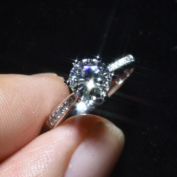 Vintage 0.6 ct-Lab Diamant Ring i Ægte 925 sterling sølv Engagement Bryllup band Ringe til Kvinder, Brude Charme Part Smykker Gave