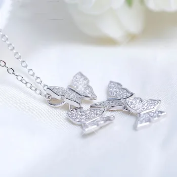 925 Sterling Sølv Halskæde Kort koreansk Mode Butterfly Indlagt Zircon Kravebenet Kæde af Sterling Sølv Ornament til Kvinder