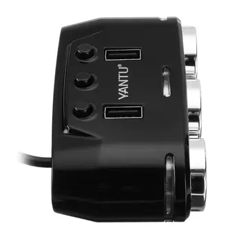 Dobbelt USB-Port 3-Vejs Auto Bil Cig arette Lighter Stik Splitter Oplader DC 12V Stik Adapter