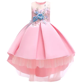 2-10 år Børn Tøj tøj Kids pige stribe bue Prinsesse Kjole til Pige Party Fødselsdag Festlig pink blomst pige kjoler