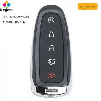 KEYECU Smart Keyless Entry Fjernbetjening Bil Nøgle - 5 Knapper 315MHz ID46 Chip - FOB for Ford Edge Fokus Undslippe FCC: M3N5WY8609