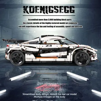 Skimmel King MOC-Serien Super sportsvogn Racing-Hvid Bil Model byggesten Mursten Børn Pædagogisk legetøj Fødselsdag Gave