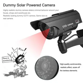 Anti-tyv Solenergi Efterligning Høj Simulation CCTV Kamera Dummy Falske Kameraets Skærm, Vandtæt Udendørs overvågningskamera
