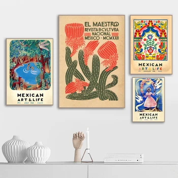 El Maestro Vintage Kaktus Plakater og Print på Lærred Kunst Maleri Mexicanske Væg Kunst Dekorative Billede med Hjem Stue Dekoration