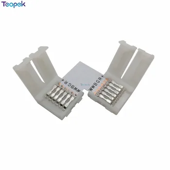 5pcs/masse 12mm 6PIN RGB+CCT type L / X-type / T-form, Ingen Lodning connector Til RGB CCT LED strip 6-PIN stik