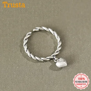 Trusta Hjerte 925 Sterling Sølv Ringe For Kvinder Mode, Enkel Runde øreringe Kærlighed Gave Til Piger Office Lady ' s DS004