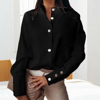 KANCOOL Elegant Hvid Bluse Shirt til Kvinder med Lange Ærmer Statuslinjen Mode Kvinde, Bluser 2021 Kvinder Toppe og Bluser, der kun indeholder Farve Toppe