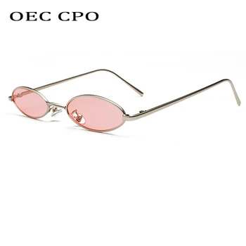 OEC CPO Rød Kvinder, Små Ovale Solbriller Kvinder Runde Metal Solbriller Mænd Brand Designer Vintage Briller Damer UV400 O635