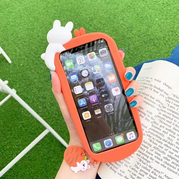 3D Søde Gulerod kanin Anti-falder blødt silikone telefonen case cover for apple iphone 11 Pro X XS MAX 7 8 Plus fødselsdagsgave tilfælde
