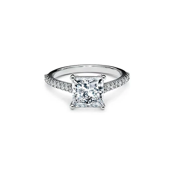 YTF127 925 sølv Klassisk Engagement Ring Hvid Cubic Zircon Kvindelige Kvinder Bryllup Band Ringe Smykker