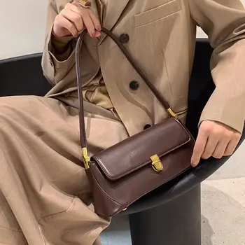 Retro Baguette Taske Women Bag Simple Mode Kære' Skuldertaske Kvindelige Læder Håndtasker Designer Tote Taske