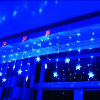 96 LED Snowflake Fe String Vindue Gardin Lys Glimt Jul Xmas Udsmykning