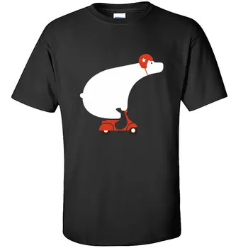 Bjørn På Vespa Scooter Sjove Personlig T-Shirt Skateboarder Bære Ren Bomuld kortærmet T-shirts Dreng Fødselsdag T-Shirts til Mænd