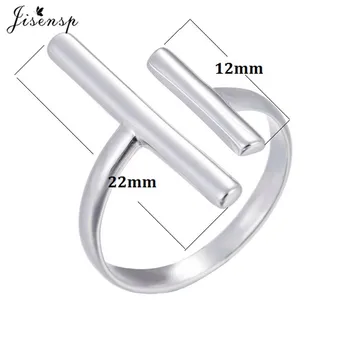 Jisensp Massiv 925 Sterling Sølv, med Justerbar Ringe til Kvinder Geometriske Dobbelt Bar Ring forlovelsesringe i Høj Kvalitet
