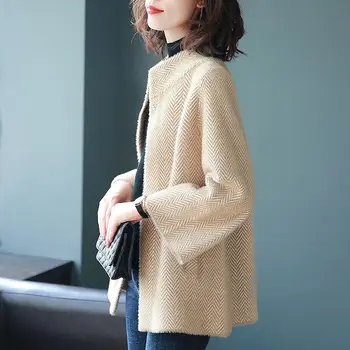 Langærmet jakke efterår og vinter kvinder sweater mink pels cardigan 2020 nye toppe koreanske løs casual kvinders overtøj