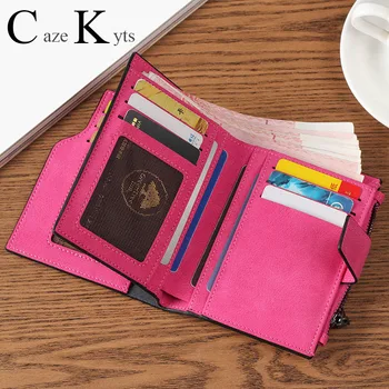 Nye damer kort tegnebog kvindelige lynlås spænde wallet multi-funktion taske mode simple ny tegnebog stor kapacitet læder tegnebogen