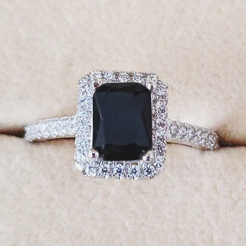 925 Sterling sølv vielsesringe sæt 3 i 1 band ring for Kvinder engagement bridal fashion smykker finger jul R1997x-sort
