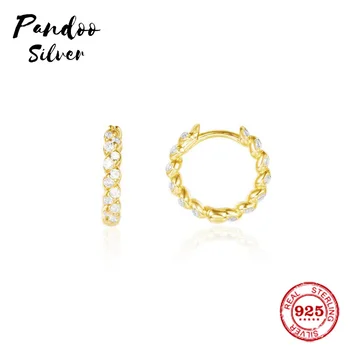 Pandoo Mode Charm I Sterling Sølv, Originale 1:1 Kopi,Gul Sølv Soleil Lille Bøjle Luksus Øreringe Smykker Gave Til Kvinder