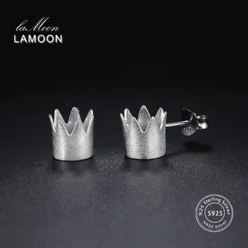 LAMOON Øre Stud Øreringe Til Kvinder Sterling 925 Sølv, Ægte, Fine Smykker Crown Formet Dejlige Søde Bijoux Pige Gave EY027