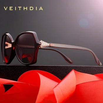 VEITHDIA Retro Dame solbriller Polariseret Luksus krystal Damer Brand Designer Solbriller, Briller For Kvinder, Kvindelige V3027