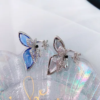 Erklæring Blomst Butterfly Åbne Ringe Til Kvinder 2020 Nye Tendenser Smykker Personlighed Crystal Store Ring Justerbar Bijoux