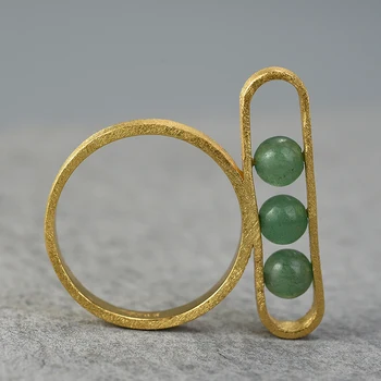 Lotus Sjov Elliptiske Minimalistisk Ringe Ægte 925 Sterling Sølv Naturlig Gemstone Håndlavet Fine Smykker 18K Guld Ringe til Kvinder