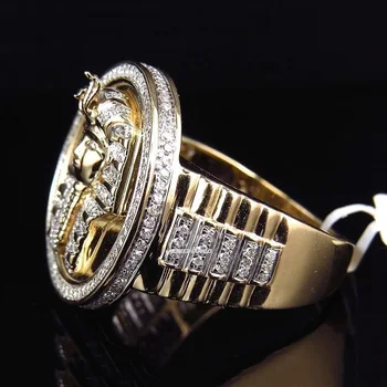 Klassisk Vintage Konge Af Egypten Ring Trendy Luksus Mandlige Guld Dobbelt Farve Ring, Tilbehør, Smykker Til Mænd bedste gave