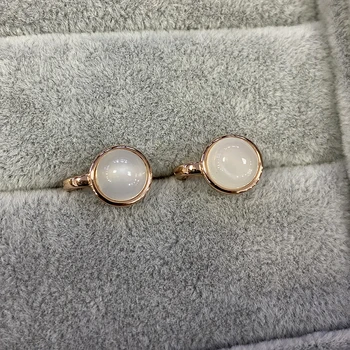 Anzogems naturlige grå månesten øreringe af 925 sterling sølv round 8.0 mm gemstone fine smykker til kvinder girl lås stud øreringe