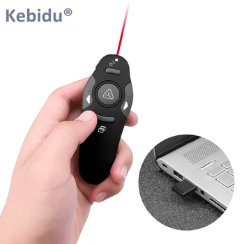 KEBIDU 2.4 Ghz USB RF Wireless Presenter Laser Pointer Air Mouse PPT Fjernbetjening Side Powerpoint-Præsentation Rød