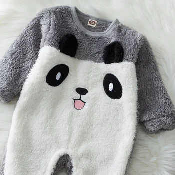 PatPat Baby Panda Fleece Buksedragt til Baby Dreng Bodyer Tøj