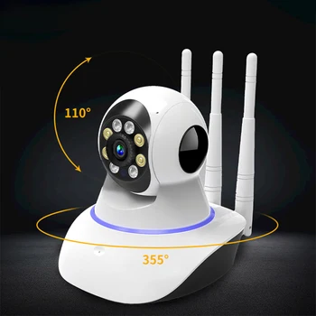QZT WIFI IP-Kamera Indendørs 360° Night Vision Hjem Sikkerhed Kamera, Video Overvågning WIFI Infrarød babyalarm Smart IP-Kamera